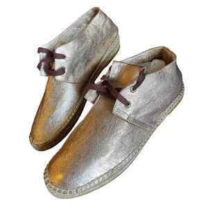 Robert Clergerie Paris Eloise Rose Gold buttery Leather Espadrille size 10 spain